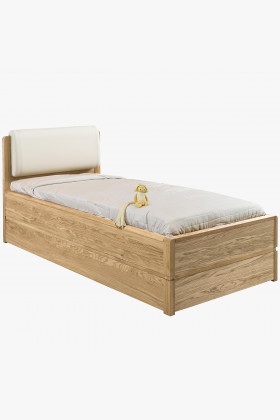 Massives Eichen Doppelbett 90x200 cm mit Stauraum natur